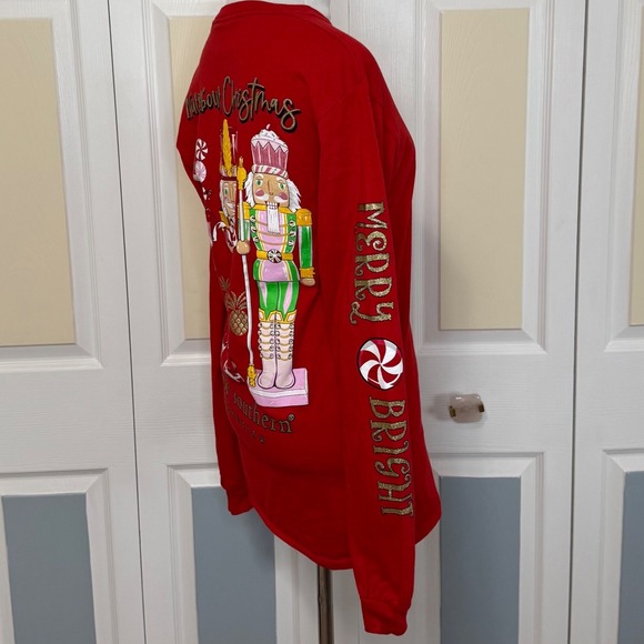 Simply Southern Red Long Sleeve Christmas Nutcracker T Shirt Small 100% Cotton - Picture 3 of 8